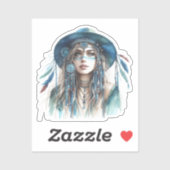 Boho Girl AI Kunst Boheme Mode Aufkleber (Blatt)