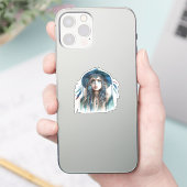 Boho Girl AI Kunst Boheme Mode Aufkleber (Telefon)