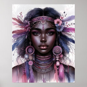 Boho Girl AI Kunst Boheme Mode Poster