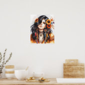 Boho Girl AI Kunst Boheme Mode Poster (Küche)