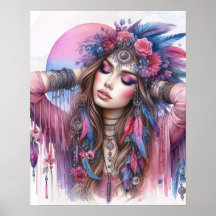 Boho Girl AI Kunst Boheme Mode