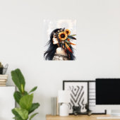 Boho Girl AI Kunst Boheme Mode Poster (Heimbüro)