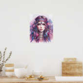 Boho Girl AI Kunst Boheme Mode Poster (Küche)