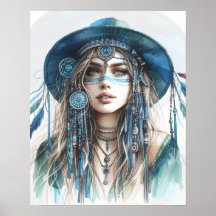 Boho Girl AI Kunst Boheme Mode