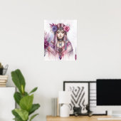 Boho Girl AI Kunst Boheme Mode Poster (Heimbüro)