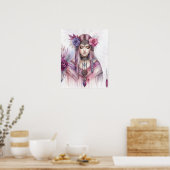 Boho Girl AI Kunst Boheme Mode Poster (Küche)
