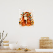 Boho Girl AI Kunst Boheme Mode Poster (Küche)