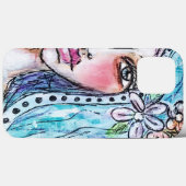 Boho Girl Blume Blue Hair Polka Dot Watercolor Case-Mate iPhone Hülle (Back (Horizontal))
