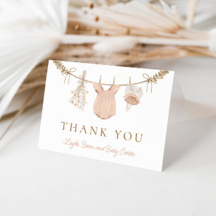 Boho Girl Clothesline Baby Dusche Danke Karte