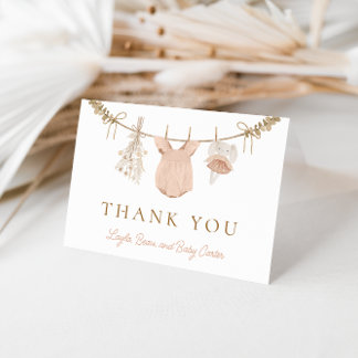 Boho Girl Clothesline Baby Dusche Danke Karte