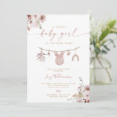 Boho Girl Clothesline Baby Shower Einladung Sweet (Stehend Vorderseite)