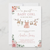 Boho Girl Clothesline Baby Shower Invitation Einladung (Vorderseite)