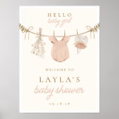 Boho Girl Clothesline Babydusche Begrüßungszeichen Poster (Vorne)