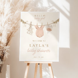 Boho Girl Clothesline Babydusche Begrüßungszeichen Poster