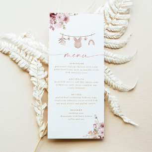 Boho-Girl-Kleiderleine-Baby-Shower-Menükarte Einladung