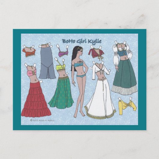 BoHo Girl Kylie Paper Doll Postkarte (Vorderseite)
