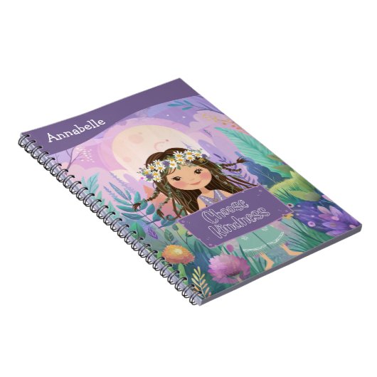 Boho Girl Lila "Choose Kindness" Notizblock (Rechte Seite)