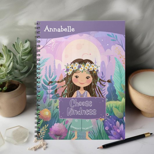 Boho Girl Lila "Choose Kindness" Notizblock