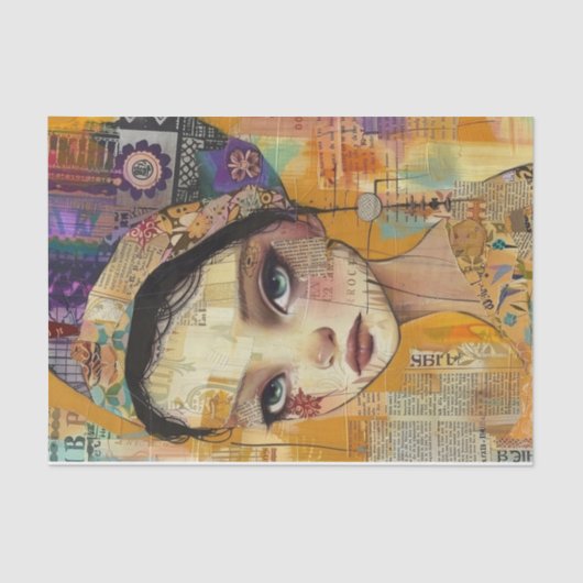 BOHO GIRL MIXED MEDIA DECOUPAGE TISSUPAPIER SEIDENPAPIER (Vorderseite)