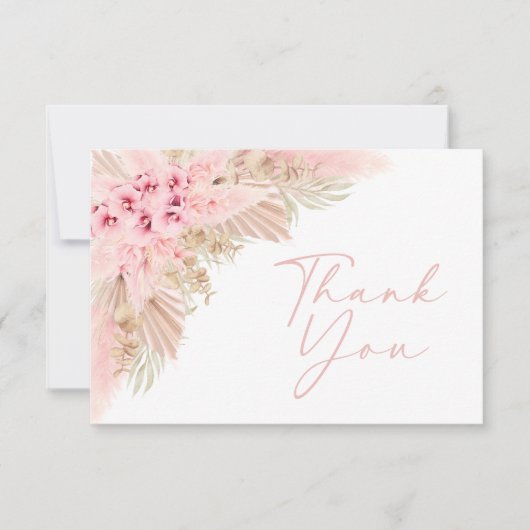 Boho Girl Pampas Orchid Vielen Dank Baby Dusche Dankeskarte (Vorderseite)