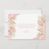 Boho Girl Pampas Orchid Vielen Dank Baby Dusche Dankeskarte (Rückseite)