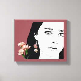 Boho Girl rosa Blume Mode Illustration trendy Leinwanddruck