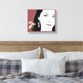 Boho Girl rosa Blume Mode Illustration trendy Leinwanddruck (Insitu (Schlafzimmer))