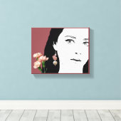 Boho Girl rosa Blume Mode Illustration trendy Leinwanddruck (Insitu (Holzboden))