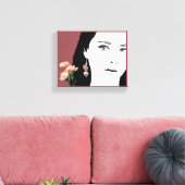 Boho Girl rosa Blume Mode Illustration trendy Leinwanddruck (Insitu (Wohnzimmer))