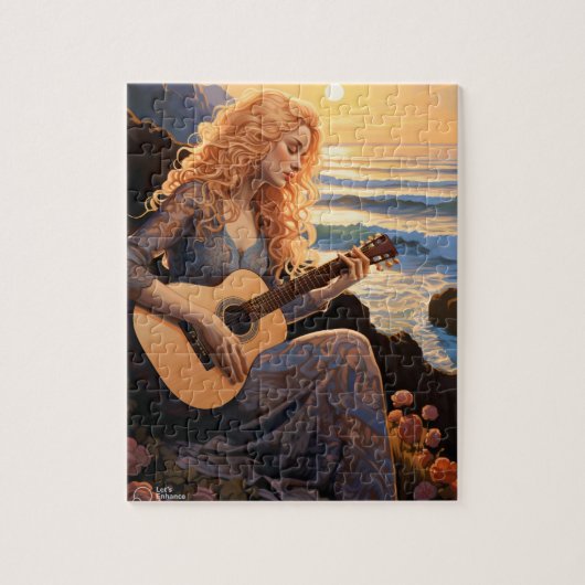 BoHo Girl spielt Gitarre Puzzle (Vertikal)