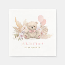 Boho Girl Teddy Bear Baby Shower Party Dekoratione Serviette