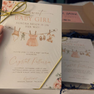 Boho-Girl-Wäscheleine-Baby-Shower-Einladung Einladung