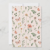 Boho Girl Wildblume Baby in Blütendusche Einladung (Rückseite)