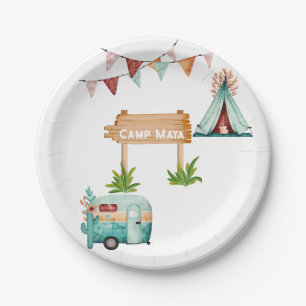 Boho Girls Camping Abenteuer Geburtstagsparty Pappteller