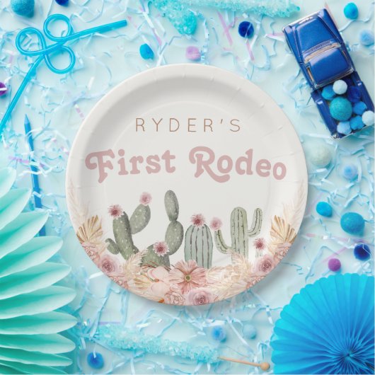 Boho Girls First Rodeo Cowgirl Birthday Pappteller (Party)