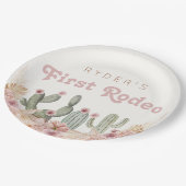 Boho Girls First Rodeo Cowgirl Birthday Pappteller (Schrägansicht)