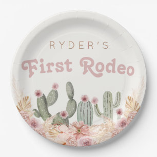 Boho Girls First Rodeo Cowgirl Birthday Pappteller