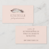 Boho Girly blush rosa gedrucktes Feather Visitenkarte (Vorne/Hinten)
