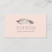 Boho Girly blush rosa gedrucktes Feather Visitenkarte