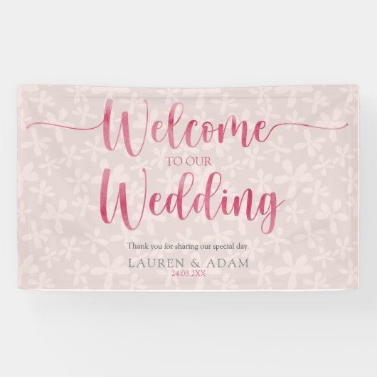 Boho Girly Pink Wedding Banner (Horizontal)
