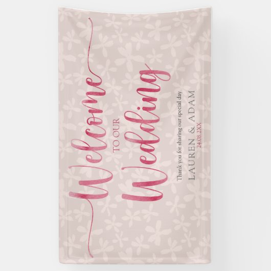 Boho Girly Pink Wedding Banner (Vertikal)