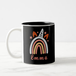 Boho Girly Rainbow mit Personalisiertem Namen Zweifarbige Tasse