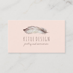 Boho Girly rosa gedruckte Feder Visitenkarte