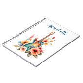 Boho Gitarre mit Blumenblüten Notizblock (Linke Seite)