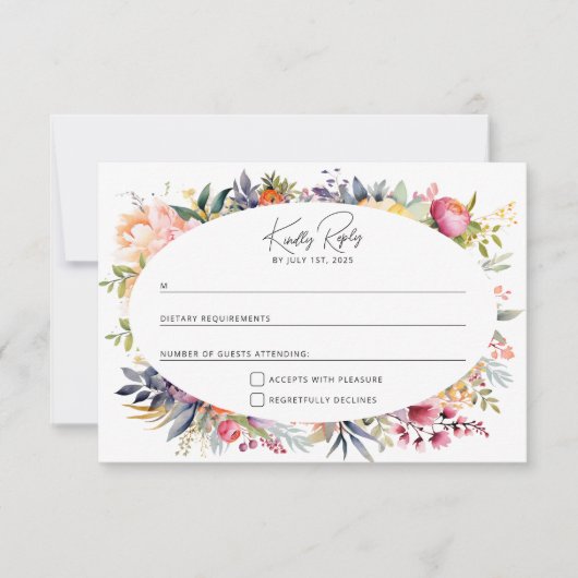 Boho glam wedding RSVP - Aquarellbäume Karte (Vorderseite)