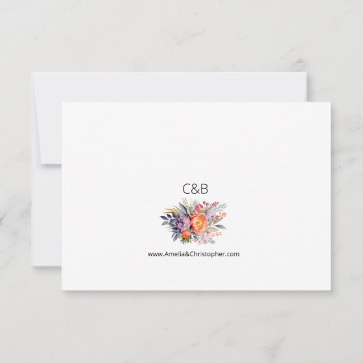 Boho glam wedding RSVP - Aquarellbäume Karte (Rückseite)