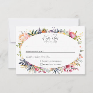 Boho glam wedding RSVP - Aquarellbäume Karte