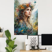 Boho Glamour Woman Poster (Heimbüro)