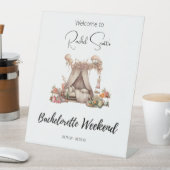 Boho Glamping Junggeselinnen-Abschied Begrüßungsze Sockelschild (In Situ)