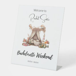 Boho Glamping Junggeselinnen-Abschied Begrüßungsze Sockelschild